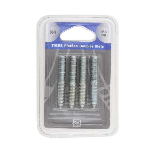Lot de 4 vis double filet BAR PLUS, M8 x 50 mm - BAR PLUS