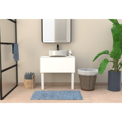 Pied meuble trapez h400x50x100mm blanc - Cime