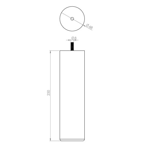 Pied de lit rond hêtre noir CIME H. 250 x Diam. 68 mm - Cime