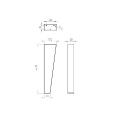 Pied de meuble Cime Plat noir ép. 4 mm x largeur 5 cm x hauteur 40 cm - Cime
