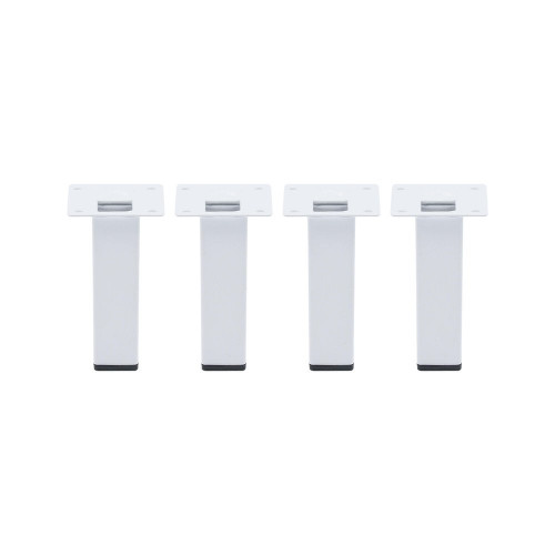 Lot de 4 pieds de meubles CIME fixe carré, acier blanc produit sans finition Ht. - Cime