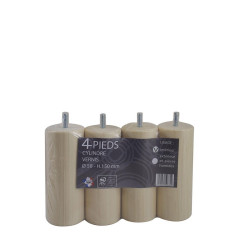 Lot de 4 pieds de lit cylindriques pin vernis BAR PLUS, ?5,8 cm x H.15 cm de marque BAR PLUS, référence: B9929100
