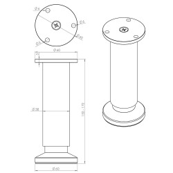 Pied de meuble CIME réglable rond, aluminium or produit sans finition Ht. max 17 - Cime
