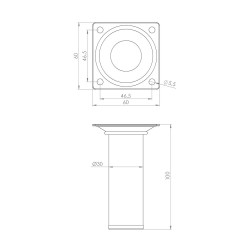 Pied de meuble CIME fixe rond, acier or produit sans finition Ht. max 10 - Cime