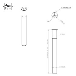 Pied table h705/1300xd102mm acier blanc - BAR PLUS