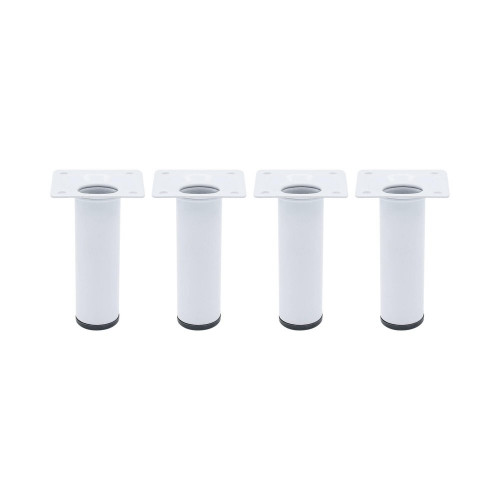 Lot de 4 pieds de meubles CIME fixe rond, acier blanc produit sans finition Ht. - Cime