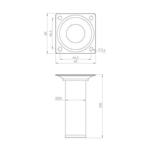 Lot de 4 pieds de meubles CIME fixe rond, acier blanc produit sans finition Ht. - Cime