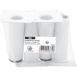 Lot de 4 pieds de meubles CIME fixe rond, acier blanc produit sans finition Ht. - Cime