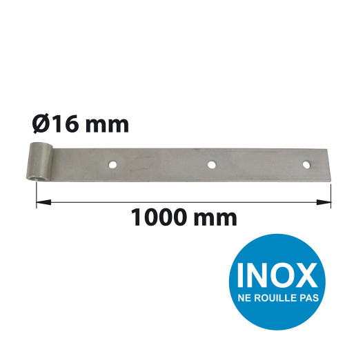 Penture droite dia. 16 mm inox brossé, H.40 x L.1000 x P.26 mm - AFBAT