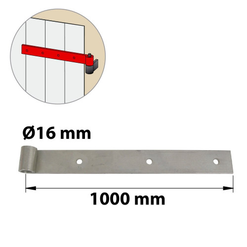 Penture droite dia. 16 mm inox brossé, H.40 x L.1000 x P.26 mm - AFBAT