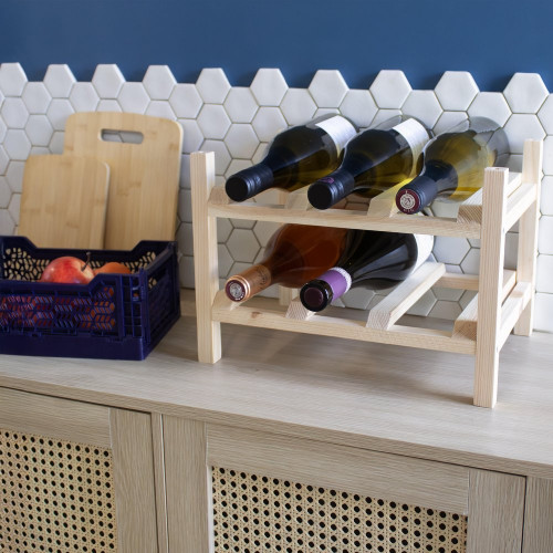 Range bouteilles pin massif IKO pour 6 bouteilles - BOX & BEYOND