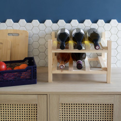Range bouteilles pin massif IKO pour 6 bouteilles - BOX & BEYOND