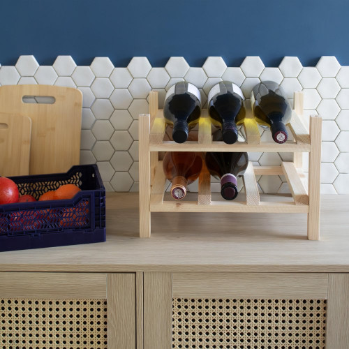 Range bouteilles pin massif IKO pour 6 bouteilles - BOX & BEYOND