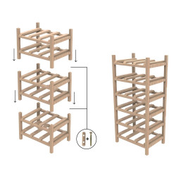Range bouteilles pin massif IKO pour 6 bouteilles - BOX & BEYOND