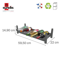 Range bouteille polypropylène 6 emplacements SUNDIS, H.14.9 x l.59.5 x P.22 cm - SUNDIS