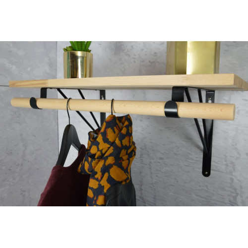 Barre de penderie ronde naturel hêtre brut 1 m - Cime