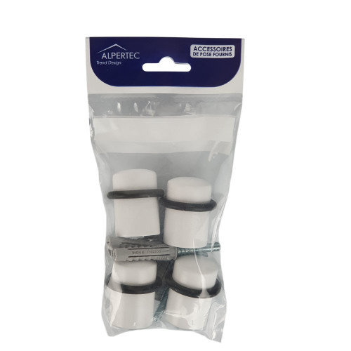 Lot de 4 butées de porte à coller bois ALPERTEC blanc - ALPERTEC