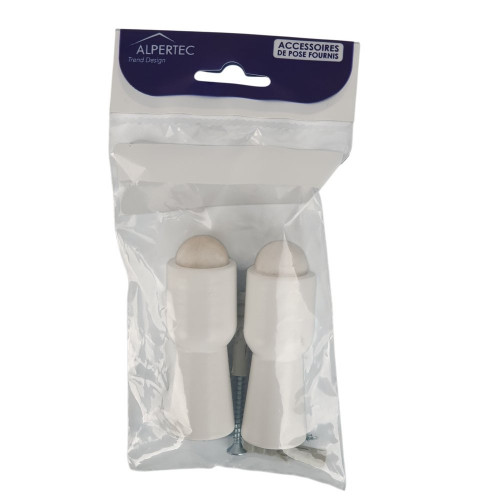 Lot de 2 butées de porte à visser bois ALPERTEC blanc - ALPERTEC