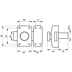 Verrou bouton / cylindre THIRARD Apache, L.45 mm - THIRARD 