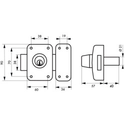 Verrou cylindre seul THIRARD Apache, L. 40 mm - THIRARD