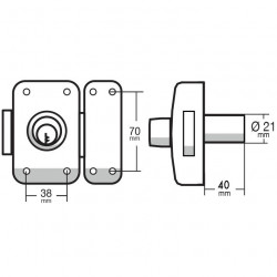 Verrou cylindre seul THIRARD Apache, L. 40 mm - THIRARD