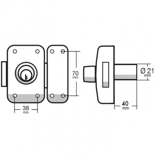 Verrou cylindre seul THIRARD Apache, L. 40 mm - THIRARD 