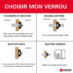 Verrou bouton / cylindre THIRARD Apache, L.45 mm - THIRARD