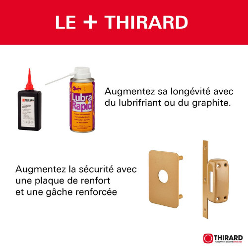 Verrou bouton / cylindre THIRARD Apache, L.45 mm - THIRARD 