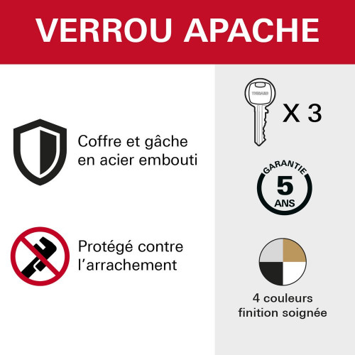 Verrou bouton / cylindre THIRARD Apache, L.40 mm - THIRARD 