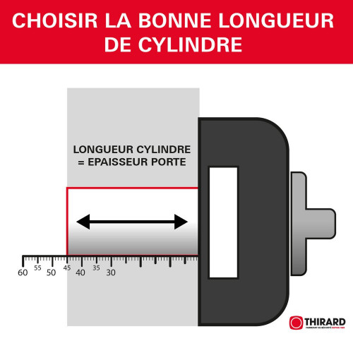 Verrou bouton / cylindre THIRARD Apache, L.60 mm - THIRARD 