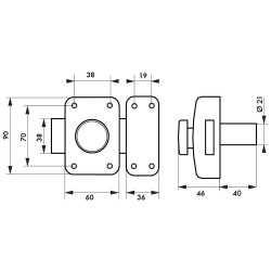 Verrou bouton / cylindre THIRARD Apache, L.40 mm - THIRARD