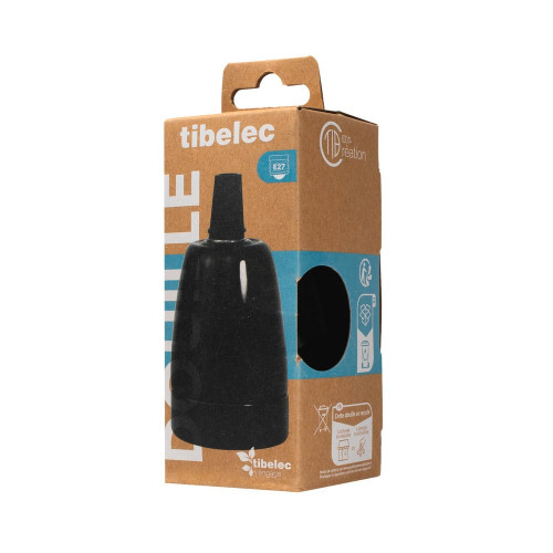 Douille e27 ceramique noir d46mm tibelec - TIBELEC