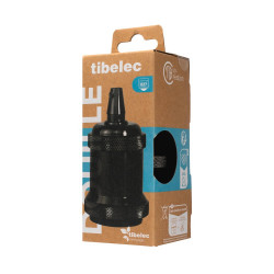 Douille e27 + cache metal chrome noir d50mm tibelec - TIBELEC
