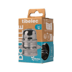 Douille e27 metal + 2 bagues chrome tibelec - TIBELEC