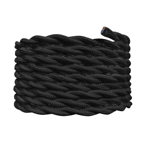 Cable tissu torsade 0.75mm 3m noir tibelec - TIBELEC