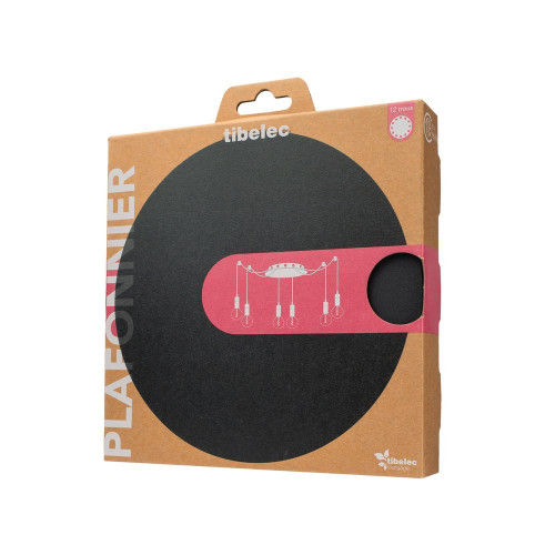 Plafonnier pavillon métal araignée 12 cables d 180 mm noir TIBELEC - TIBELEC