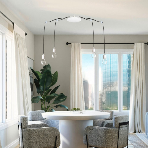 Pavillon plafonnier metal araignee 12 cables d180mm blanc tibelec - TIBELEC