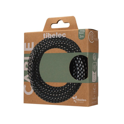 Cable tissu 2x0.75mm 3m noir & blanc tibelec - TIBELEC