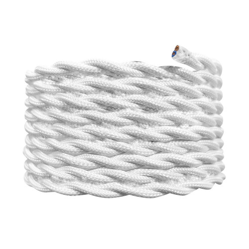 Cable tissu torsade 0.75mm 3m blanc tibelec - TIBELEC