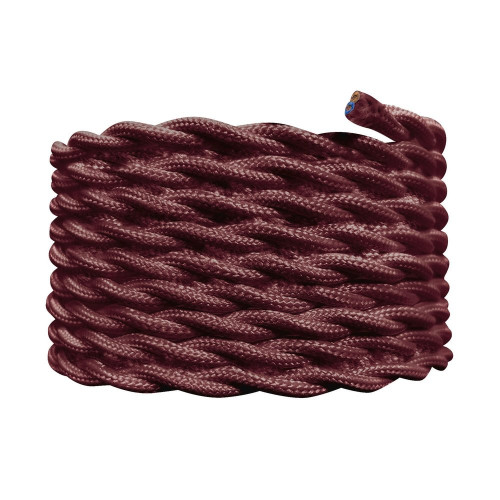 Cable tissu torsade 0.75mm 3m vieux rouge tibelec - TIBELEC
