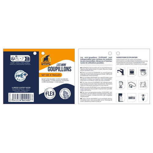 Lot de 4 goupillons acier inoxydable ELEPHANT - ELEPHANT