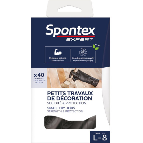 Lot 40 gants petits travaux L taille 8 SPONTEX  expert - SPONTEX EXPERT