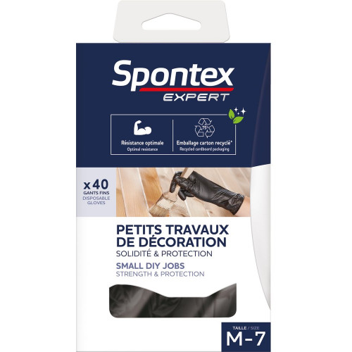 Lot 40 gants petits travaux M taille7 SPONTEX expert - SPONTEX EXPERT