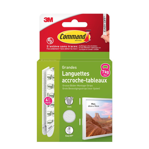 Lot de 4 languettes adhésives blanches Command 3M - COMMAND