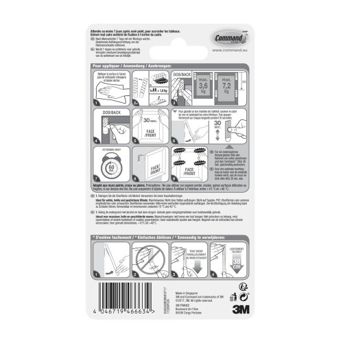Lot de 4 languettes adhésives blanches Command 3M - COMMAND