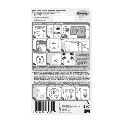 Lot de 4 Languette adhésive blanc Command 3M - COMMAND