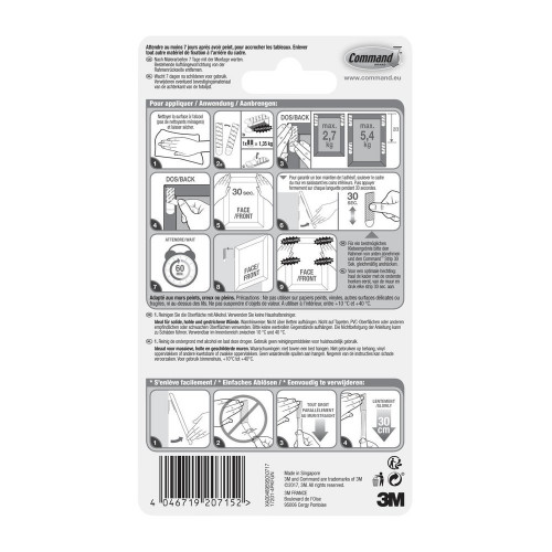 Lot de 4 languettes adhésives blanches Command 3M - COMMAND