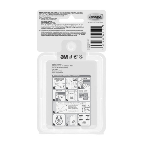 Languette de fixation adhésive tableau 8 M + 16 L blanc, lot de 12 paires, Comma - COMMAND