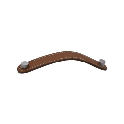 Poignée de meuble Cuir, cuir marron mat, entraxe 96 mm de marque BAR PLUS, référence: B10003500
