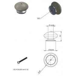 Bouton de meuble rond Fleur, céramique vert satiné, Diam.40 mm - BAR PLUS